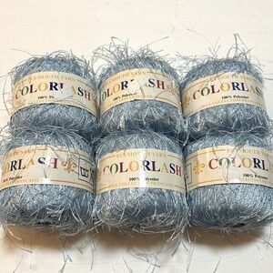 NWT “Colorlash” novelty yarn from Plymouth. Bundle of 6 50-gm cakes in blue.
